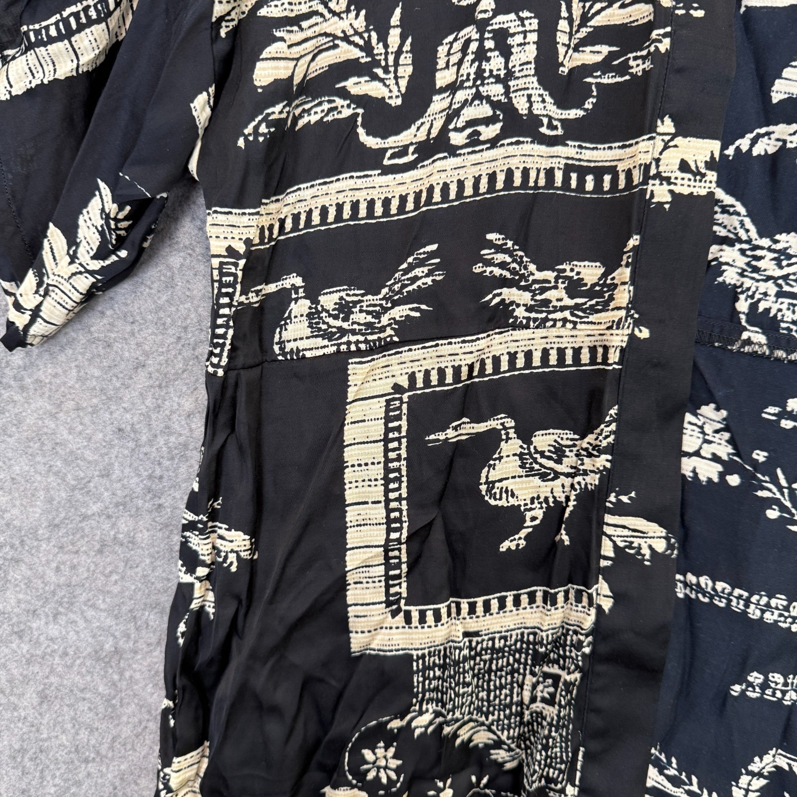 One Hundred Stars Vintage Demask Midi Kimono Jacket Os Cupro Modal Black Japan — image 4 of 8